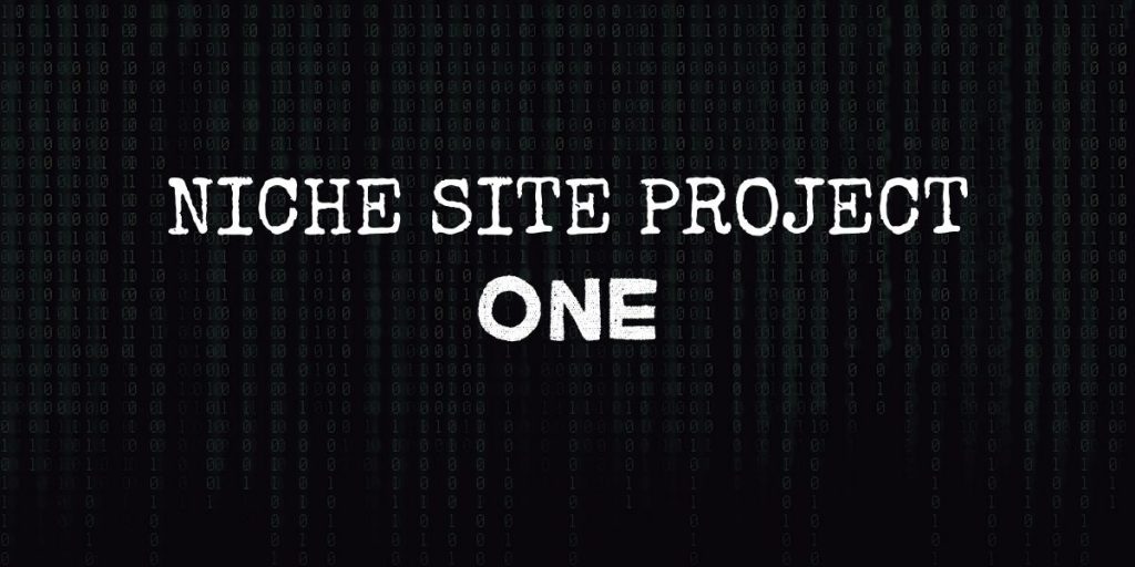 code background with text that reads "niche site project one"