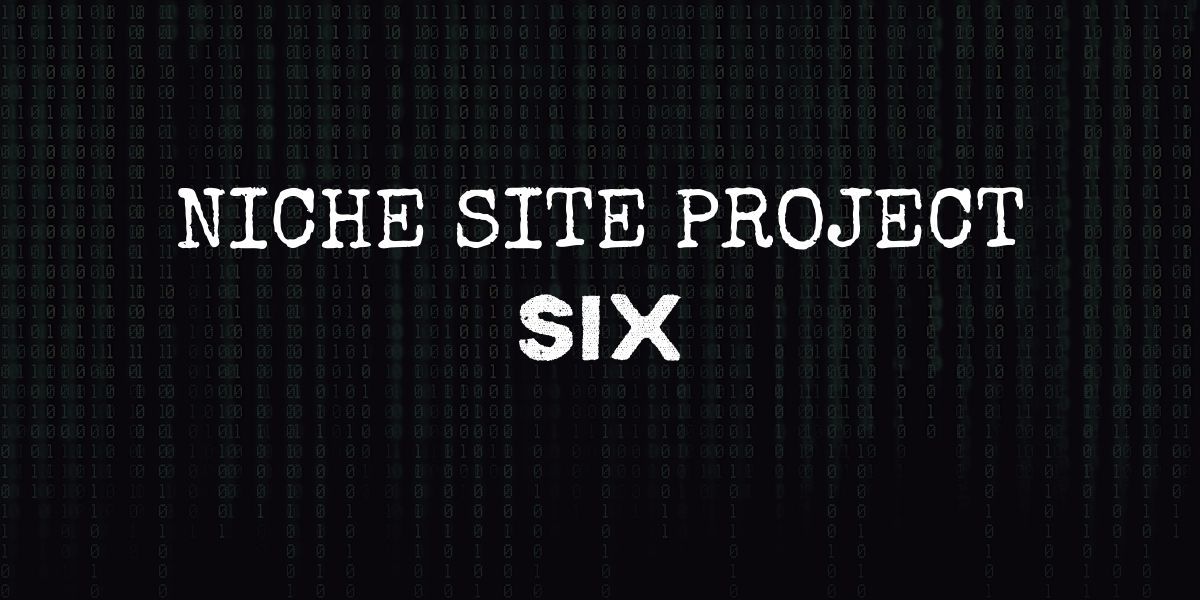 code background with text that reads "niche site project six"