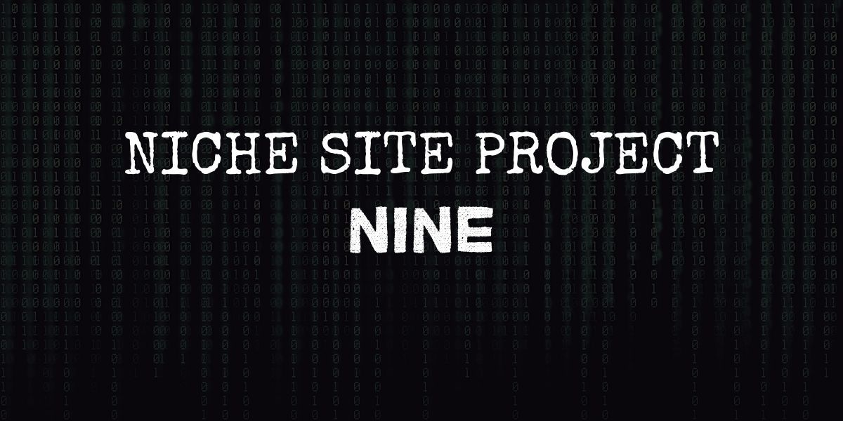 code background with text that reads "niche site project nine"